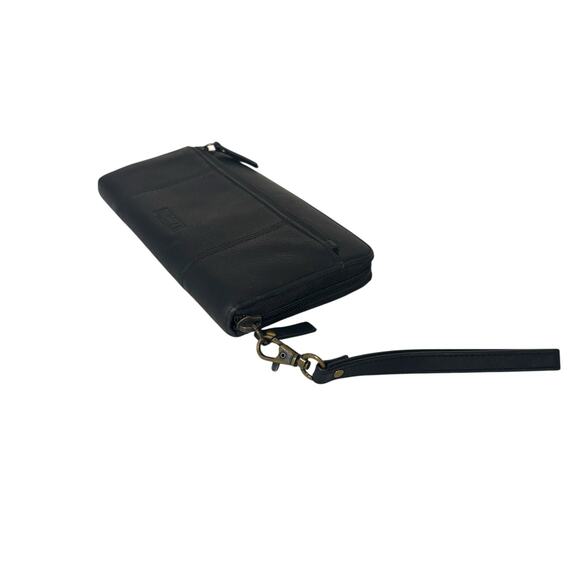 Duluth Trading Lifetime Leather Black Wristlet Wallet Clutch Zip Around Organize - Picture 7 of 10